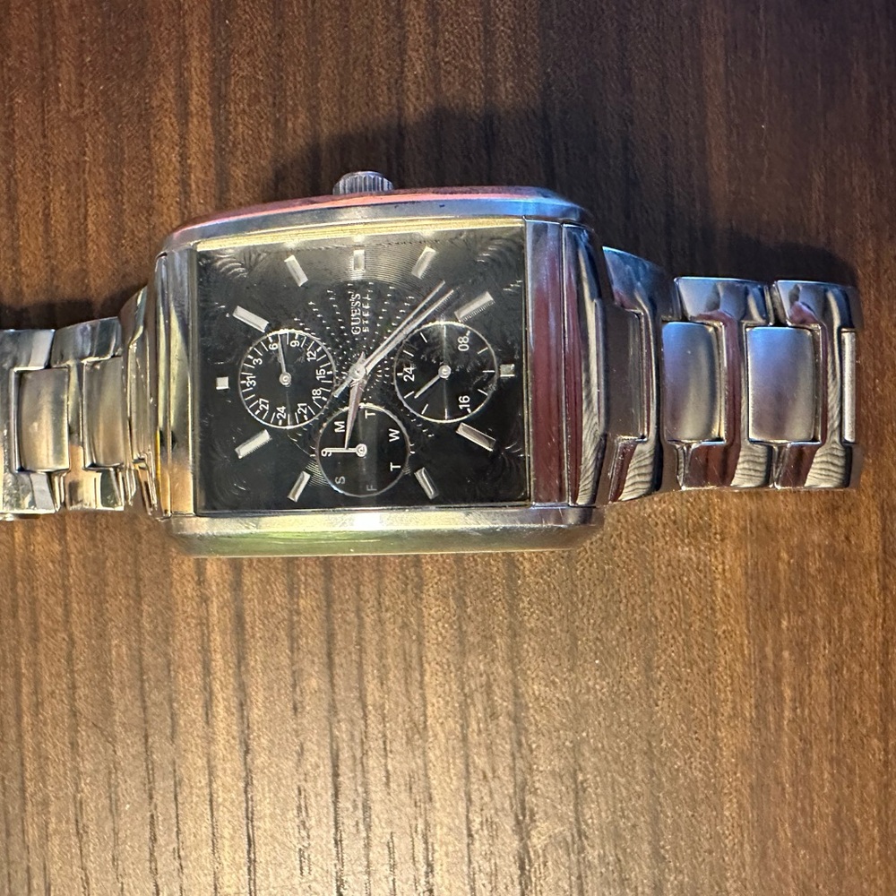 Guess Silver and Black Men's Watch